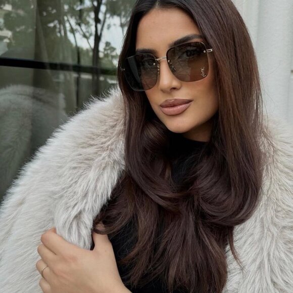 Saint Laurent SL 312 M 014 Square Sunglasses - Gold\\Brown main image 10
